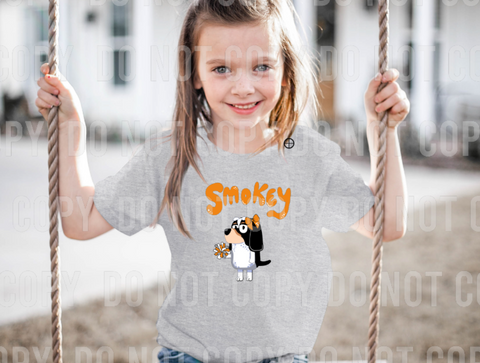 Girly Smokey TN Volunteers Cartoon Dog with bow Mascot  Tennessee TN DTF Transfer