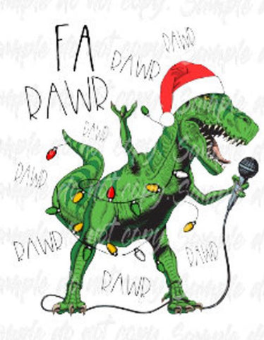 Dinosaur Singing Christmas Sublimation Print