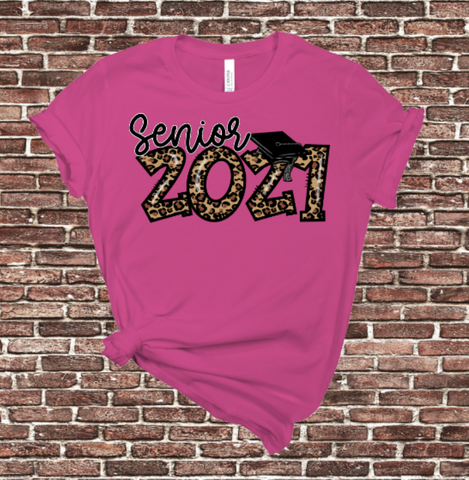 Senior 2021 Leopard Print Tshirt