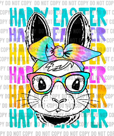Happy Easter Retro Tie Dye Easter Bunny DTF Transfer