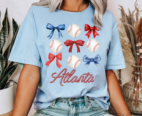 Atlanta Braves Baseball Bows and Baseball Coquette Girl Design DTF Print