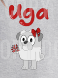 UGA Cartoon Dog Mascot Girly with Bows Bulldog Georgia DTF Transfer