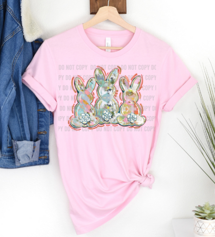Easter Bunnies in Watercolor Easter Bunny Design DTF Print
