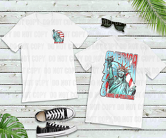 Home of the Free 1776 Statue of Liberty DTF Print Full Back and Pocket