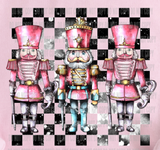 Christmas Nutcrackers with Checkered Background DTF Transfer Print