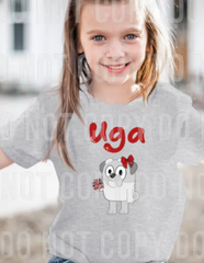 UGA Bulldog with Bows Design T-Shirt Children's Sizes