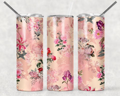 Pink Antique Floral Sublimation Tumbler Sized Print #104