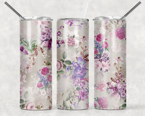 Purple Antique Floral Sublimation Tumbler Sized Print #106