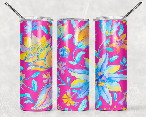 Hot Pink Floral Paisley Sublimation Tumbler Sized Print #118