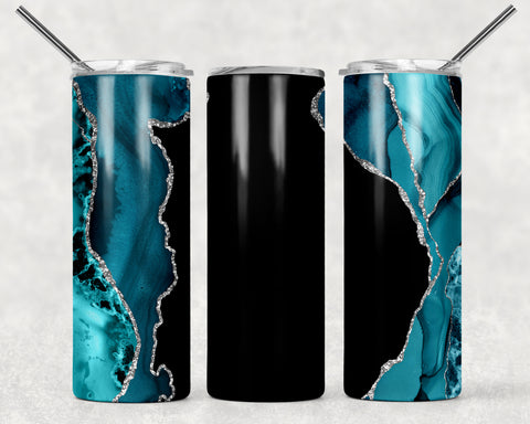 Turquoise and Black Agate Sublimation Tumbler Sized Print #128