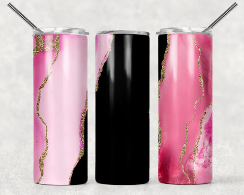 Hot Pink & Black Agate Sublimation Tumbler Sized Print #132