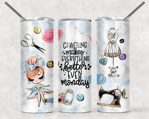 Crafting Makes Everything Better Red Hair Sublimation Tumbler Sized Print #145