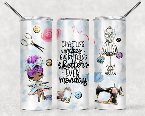 Crafting Makes Everything Better Purple Hair Sublimation Tumbler Sized Print #147