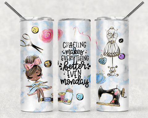 Crafting Makes Everything Better Purple Hair Sublimation Tumbler Sized Print #148