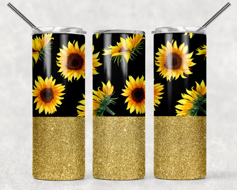 Sunflowers & Glitter Sublimation Tumbler Sized Print #155