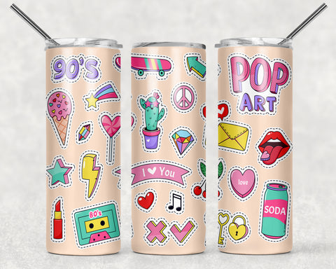 90s Stickers Sublimation Tumbler Sized Print #156
