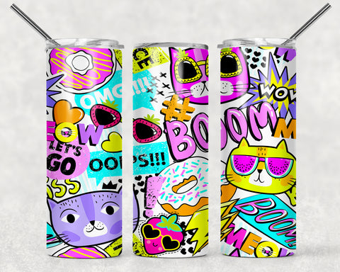 Cats & Donuts Sublimation Tumbler Sized Print #162