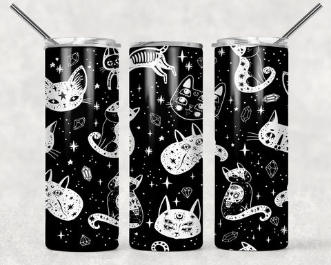 Black Cats & Gems Sublimation Tumbler Sized Print #171