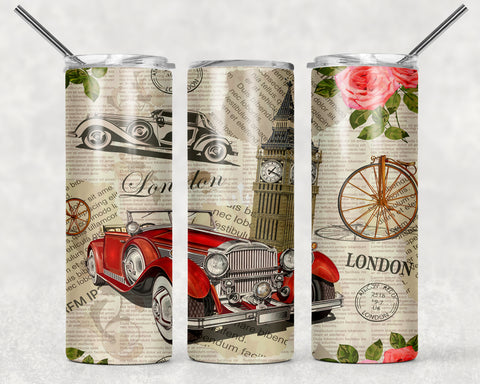 Vintage London Car Sublimation Tumbler Sized Print #181