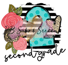 Second Grade Stripes and Flowers Heat Transfer Vinyl