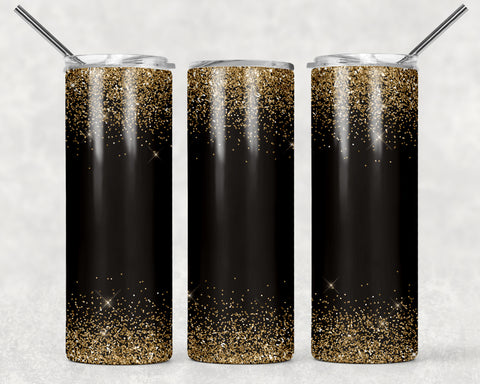 Black and Gold Ombre Glitter Sublimation Tumbler Sized Print #371