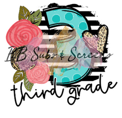 Third Grade Stripes and Flowers Heat Transfer Vinyl