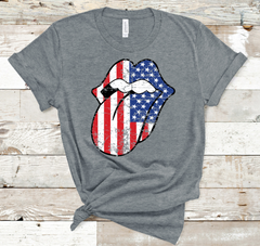 Red, White and Blue Lips Tongue Mouth Adult Sized Screen Print Transfers