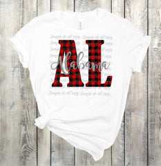 Alabama Buffalo Plaid Adult Sized Screen Print Transfers RTS