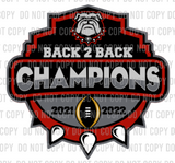 Georgia Champions 2021 & 2022 Crest Back to Back DTF Transfer