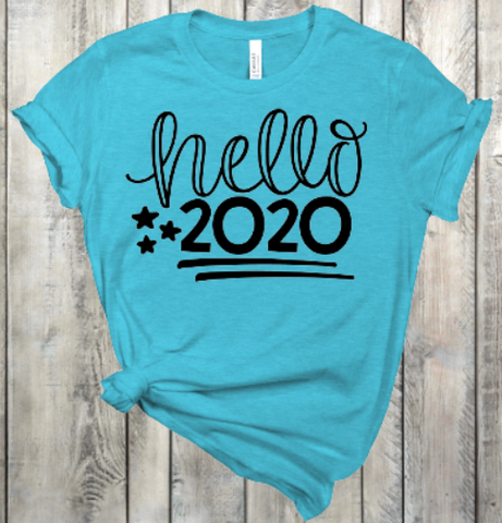 Hello 2020 New Year's Youth Sized Screen Print Transfers RTS