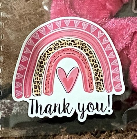 Valentine's Day Thank You Leopard Rainbow Decal Stickers