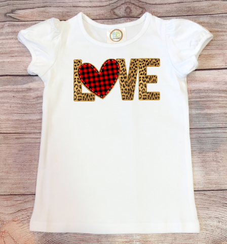 Love Leopard and Buffalo Plaid Valentine Youth Size Screen Print Transfers