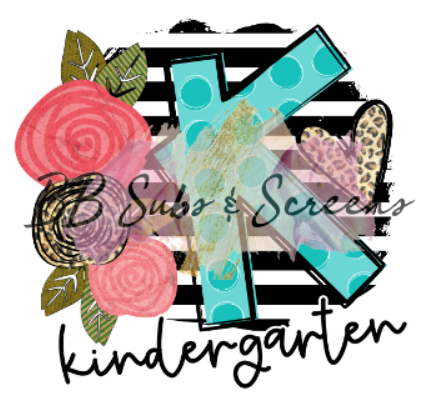 Kindergarten Black and White Stripe with Flowers Sublimation Print