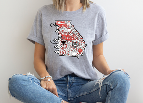 Midnight Miracle Georgia Back to Back Doodle Championship Dawgs Letters Design DTF Print