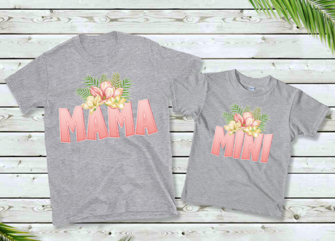 Mini Summer Themed Floral Design Mama & Mini Available DTF Print #MM01