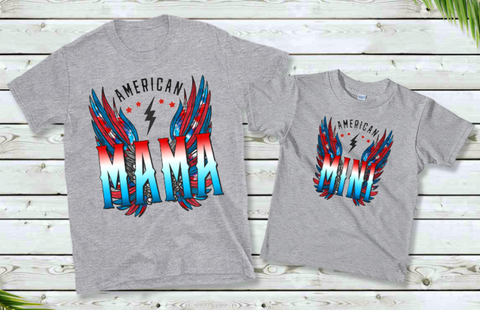 American Mini Patriotic Wing Design Mama & Mini Available DTF Print #MM05