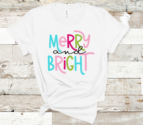 Merry & Bright  Adult Sized Screen Print Full Color 12" HIGH HEAT RTS