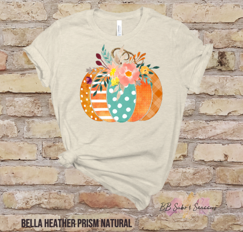 Floral Patchwork Pumpkin Adult Screen Print Full Color LARGE PUMPKIN ONLY NO NAME INCLUDED HIGH HEAT