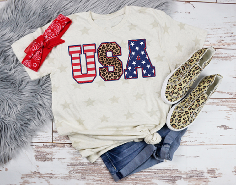 USA Patriotic Cream Stars Shirt Adult Sizes