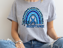 Autism Acceptance Blue Rainbow Design DTF Print