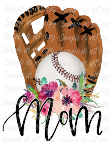 Baseball Mom Floral Print DTF Transfer