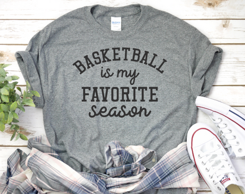 Basketball is My Favorite Season Black Adult Sized Screen Print Transfers