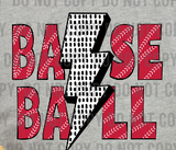 Baseball Lightning Bolt Design Design DTF Print