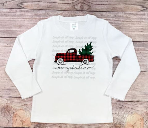 Buffalo Plaid Merry Christmas Truck w Tree Infant/Toddler Screen Print HIGH HEAT RTS