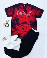 Red and Black Tie Dye Bulldogs Graphic T-Shirt