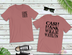 Country Greats: Cash Hank Willie Waylon Infant/Toddler Left Pocket Sized Screen Print Transfers