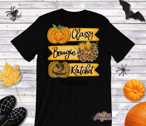 Classy Boujee Ratchet Halloween Pumpkins Adult Screen Print Full Color