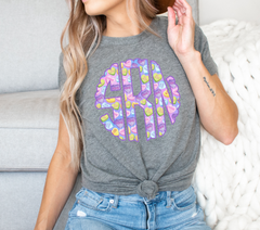 Valentine's Day Candy Heart Scalloped Monogram DTF print