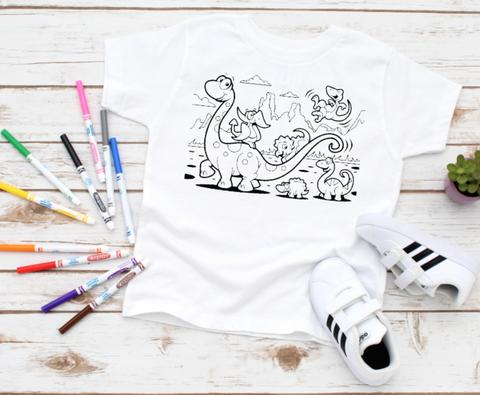 8" Dinosaur Youth Sized Coloring Screen Print