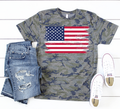 American Flag Distressed Adult Screen Print Full Color HIGH HEAT